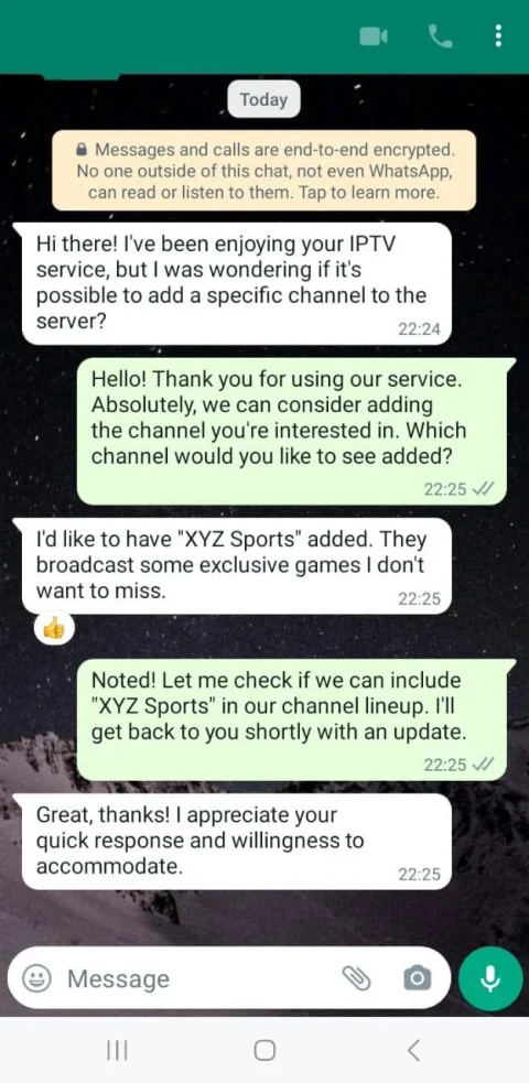 Customer WhatsApp conversation 1